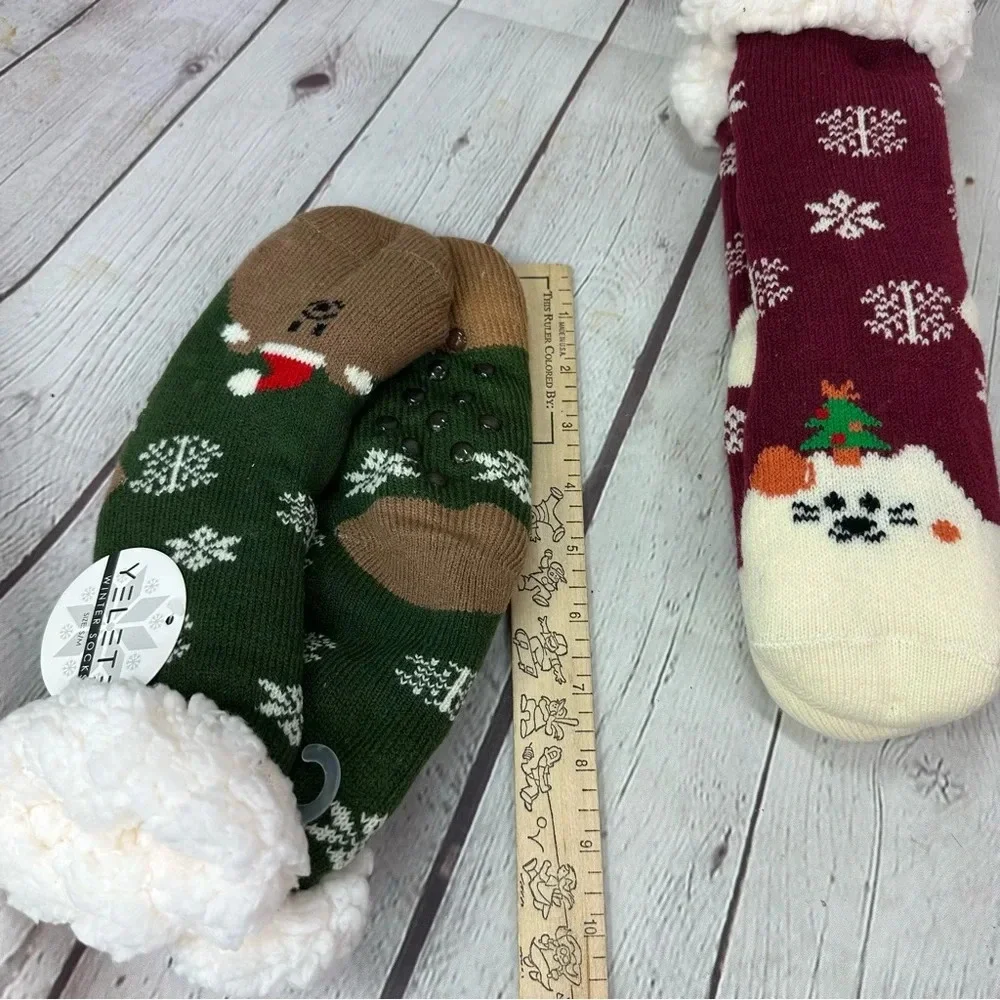 boutique YELETE NWT kids sherpa lined socks small/medium christmas holiday